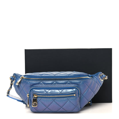 Chanel Iridescent Calfskin Quilted All About Waist Belt Bag Dark Blue 10 of 10