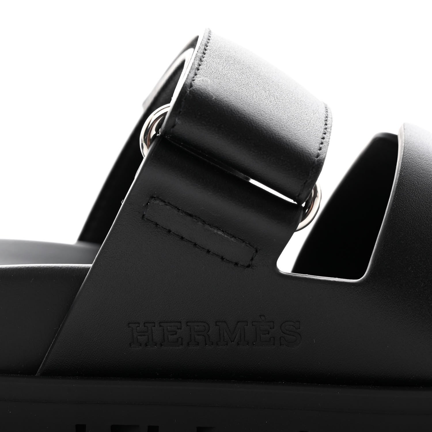 Hermes Calfskin Womens Chypre Sandals 35.5 Black 7 of 10