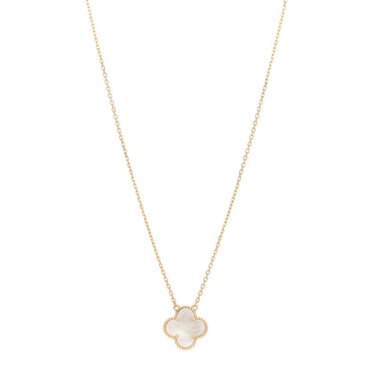 Van Cleef & Arpels 18K Yellow Gold Mother of Pearl Vintage Alhambra Pendant Necklace 1 of 5