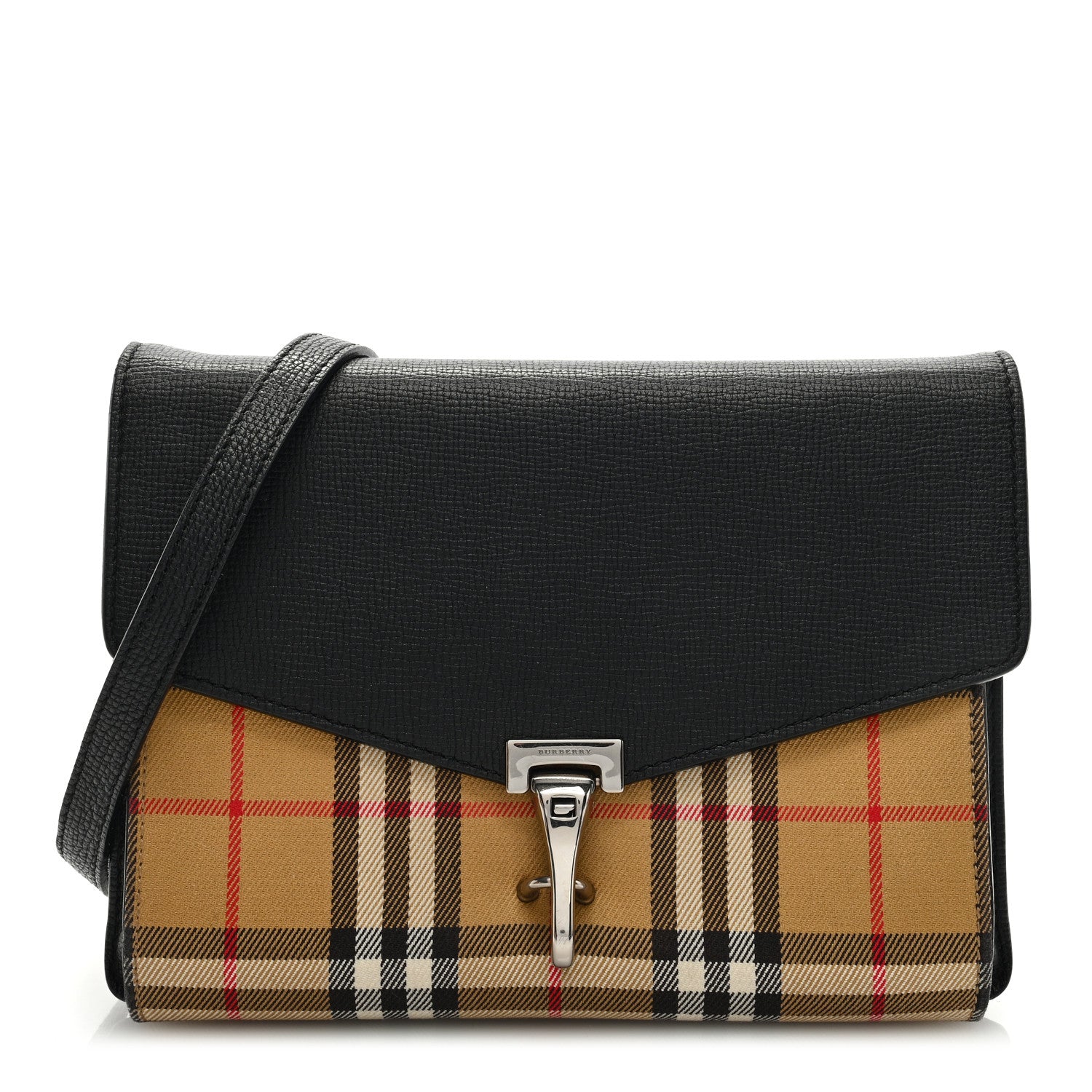 Burberry Derby Calfskin Vintage Check Small Macken Crossbody Bag Black 1 of 9