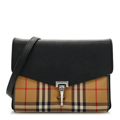 Burberry Derby Calfskin Vintage Check Small Macken Crossbody Bag Black 1 of 9