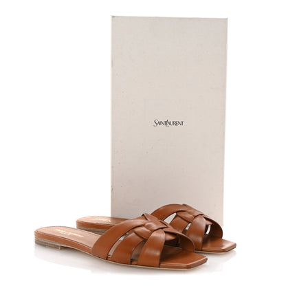 Saint Laurent Calfskin Tribute 05 Slide Sandals 37 Amber 10 of 10