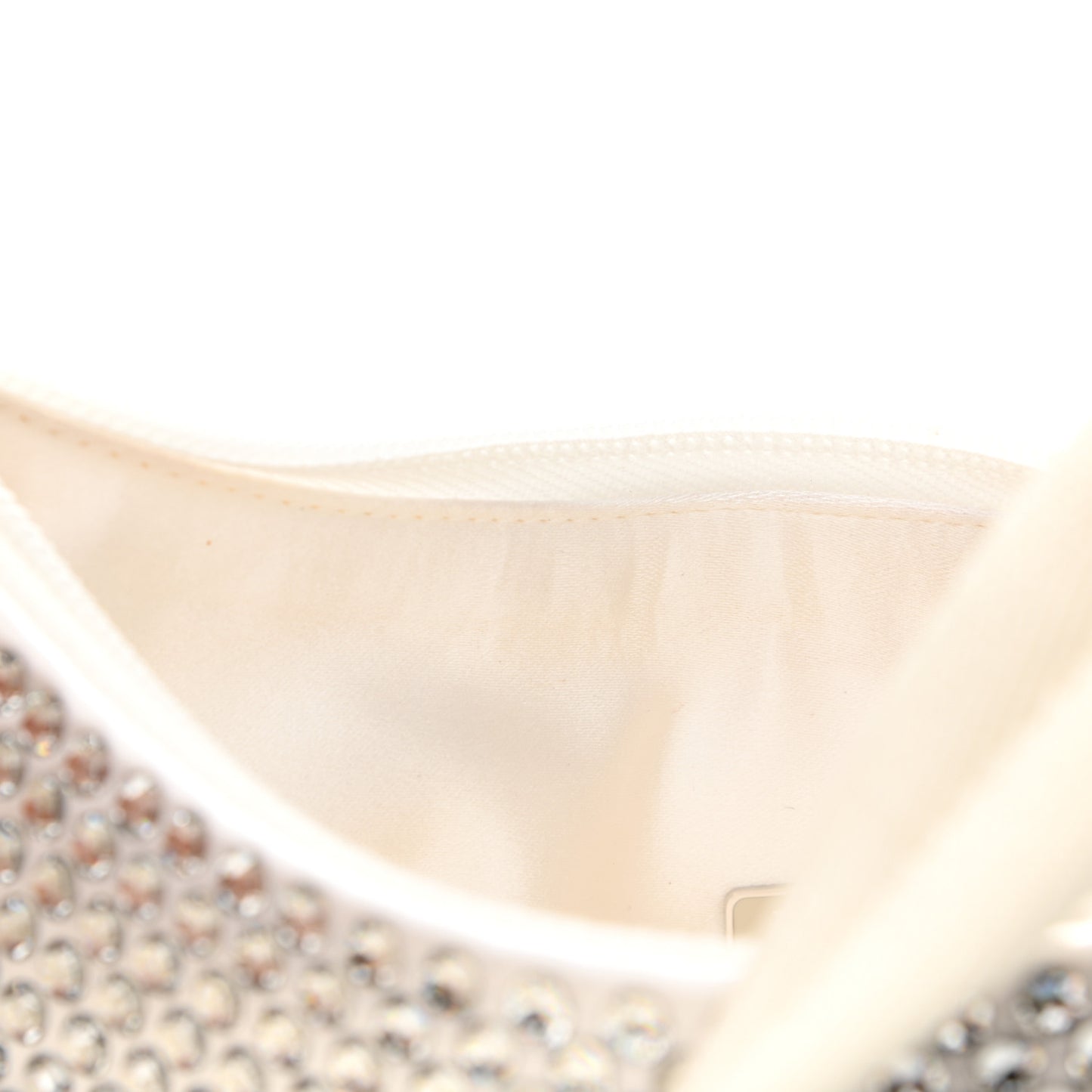 Satin Crystal Mini Re-Edition 2000 Bag White