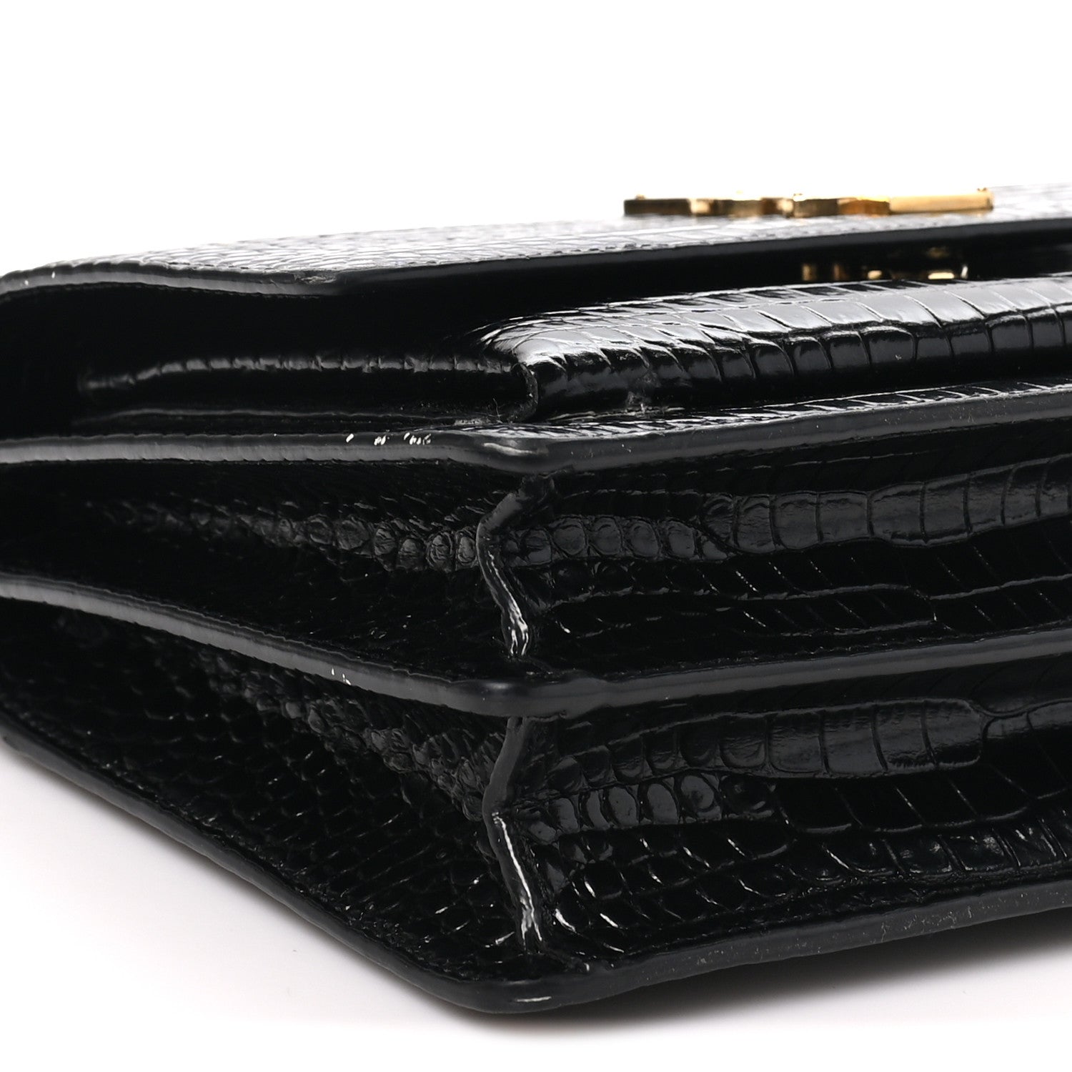 Saint Laurent Calfskin Crocodile Embossed Medium Monogram Sunset Black 7 of 9