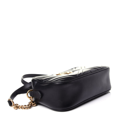 Gucci Calfskin Matelasse Small GG Marmont Chain Shoulder Bag Black 4 of 10