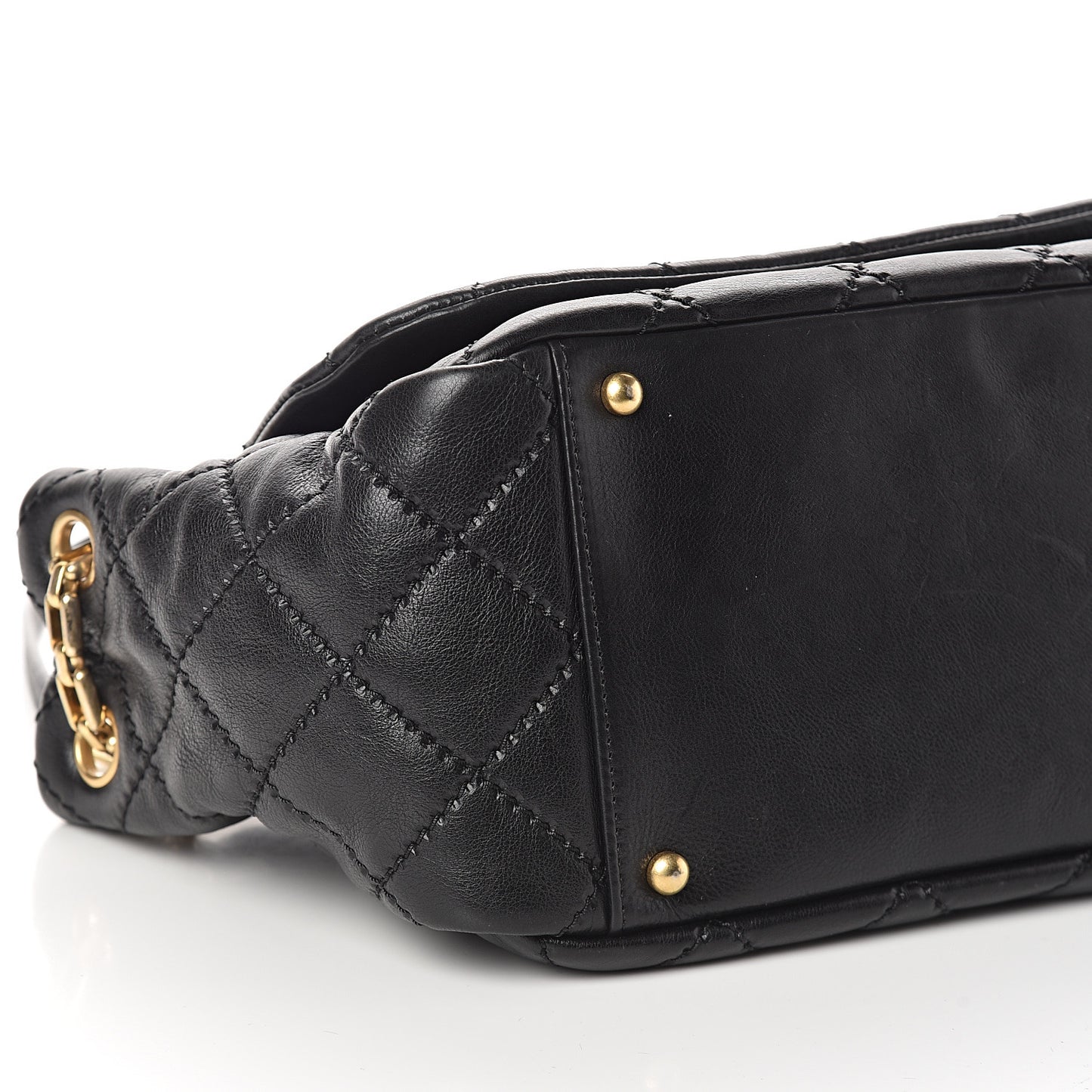 Calfskin Quilted Retro Chain Flap Black