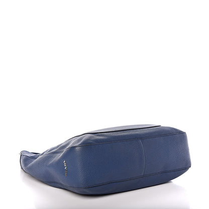 Prada Vitello Daino Pocket Hobo Bag Blue 4 of 8