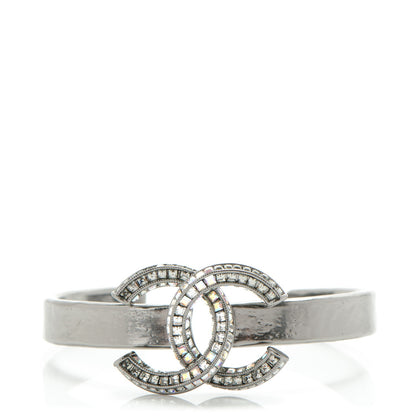 Chanel Hammered Ruthenium Baguette Crystal CC Cuff 1 of 5