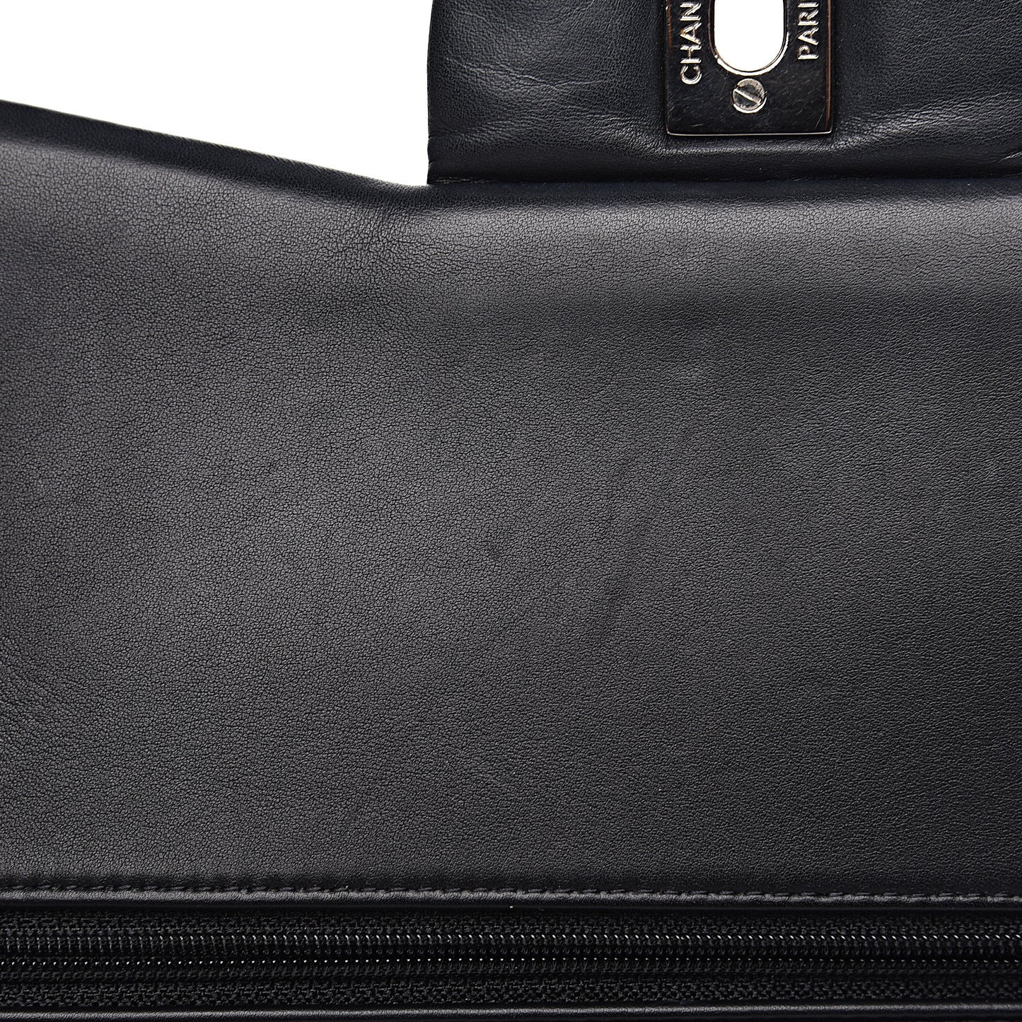 Patent Quilted Jumbo Double Flap Black