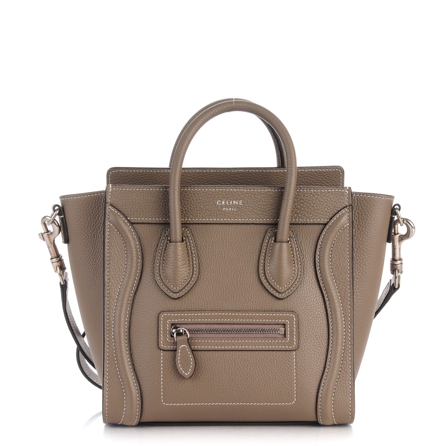 Celine Drummed Calfskin Nano Luggage Souris 1 of 8