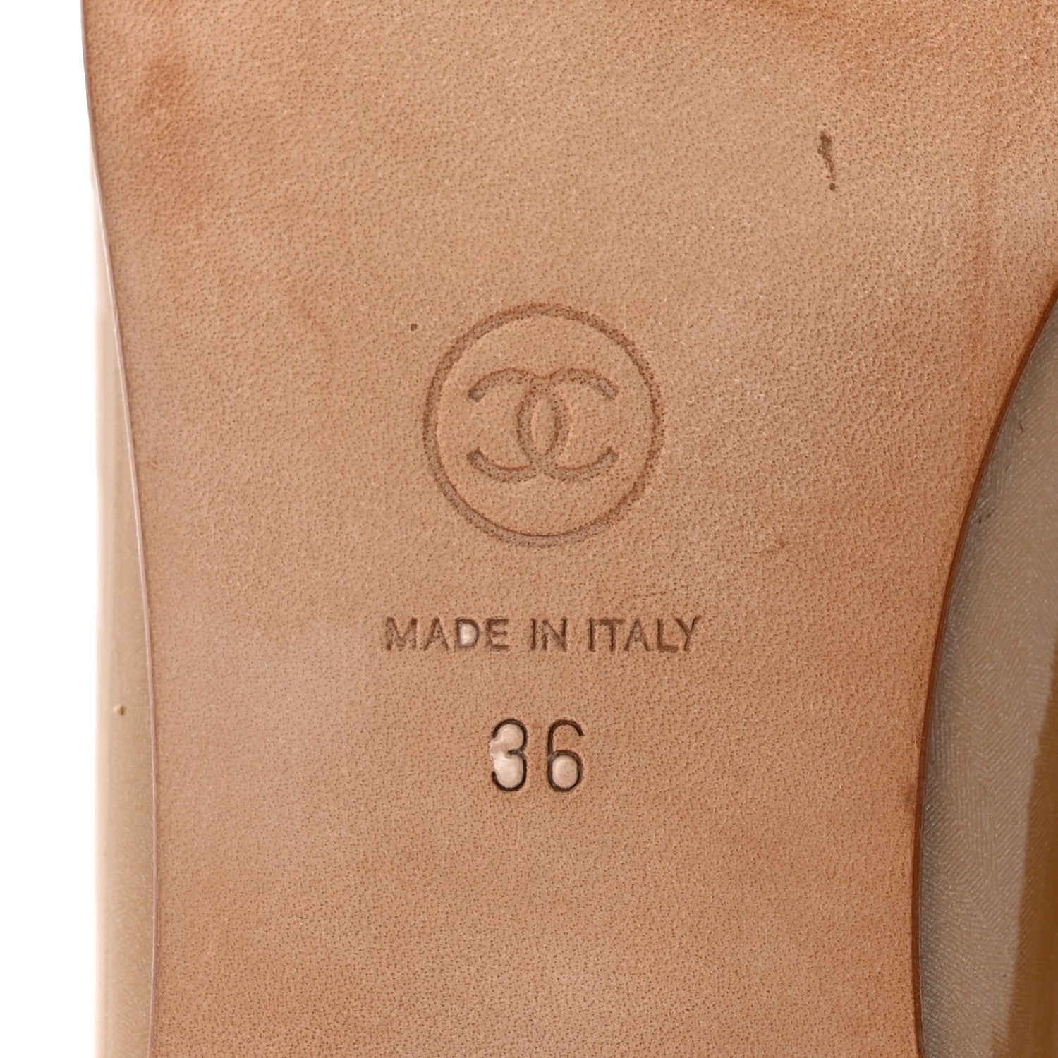 Chanel Patent Calfskin CC Cap Toe Ballerina Flats 36 Gold 7 of 11