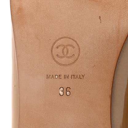 Chanel Patent Calfskin CC Cap Toe Ballerina Flats 36 Gold 7 of 11
