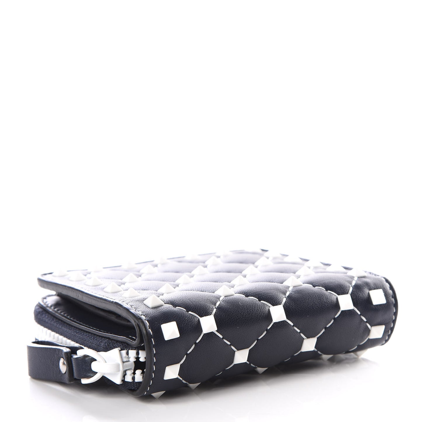Nappa Free Rockstud Spike Compact Zip Around Wallet Marine