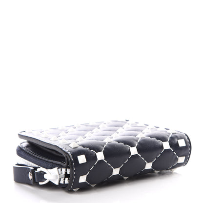 Valentino Garavani Nappa Free Rockstud Spike Compact Zip Around Wallet Marine 4 of 8