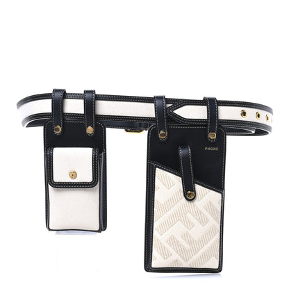 Fendi Calfskin Canvas Multi Accessory Belt Beige Black 7 of 9