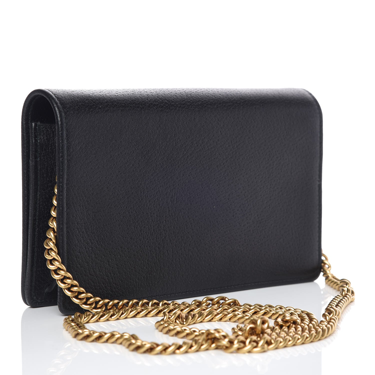 Gucci Calfskin Marquise Crystals Mini GG Chain Wallet Black 3 of 11