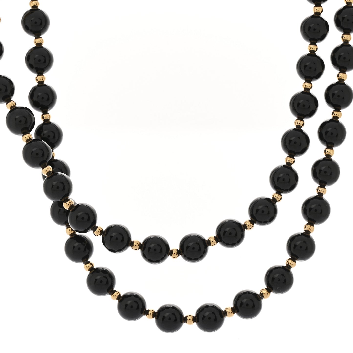 Enamel Beaded CC Necklace Black White Gold