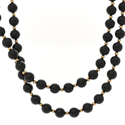 Chanel Enamel Beaded CC Necklace Black White Gold 4 of 6