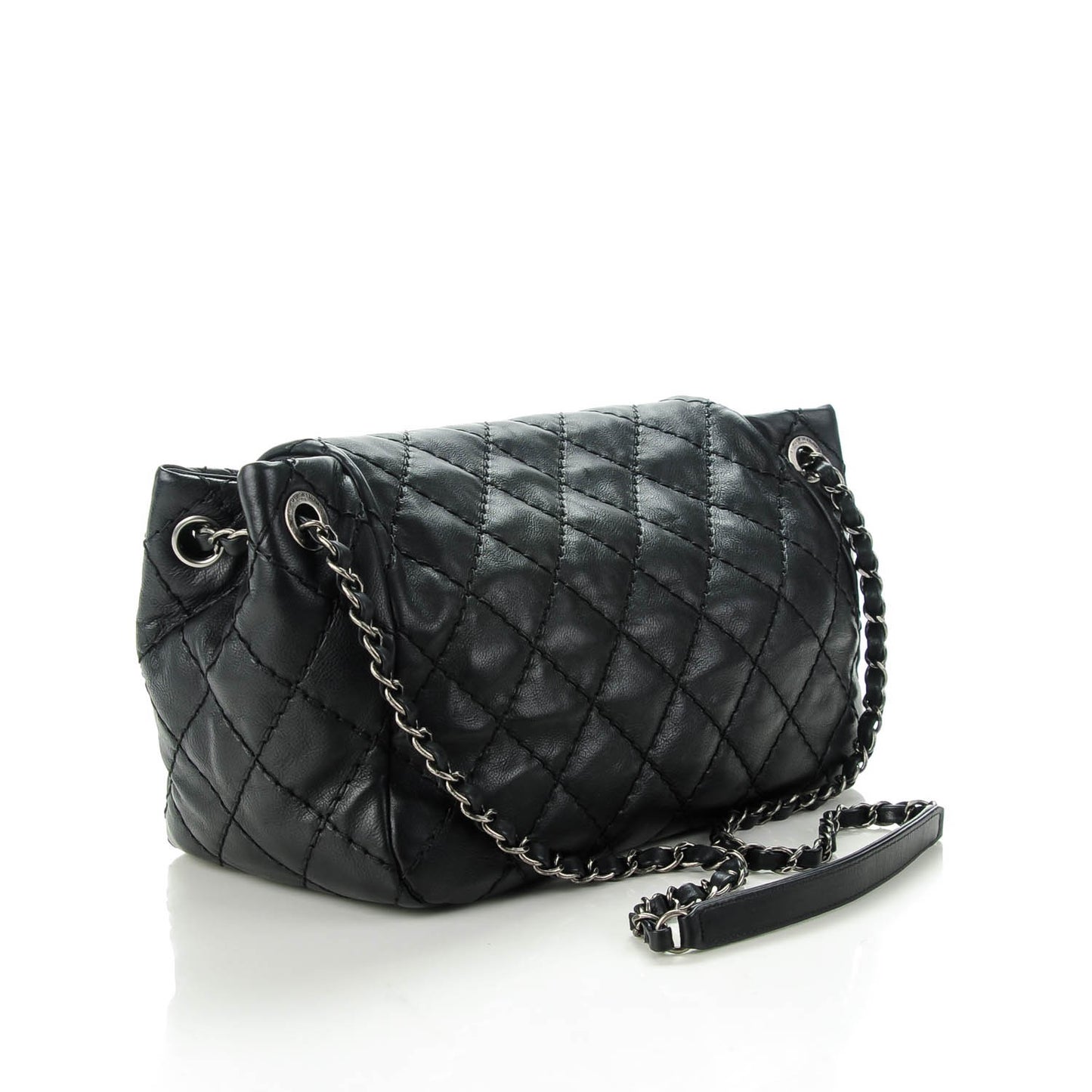 Calfskin Ultimate Stitch Accordion Flap Black