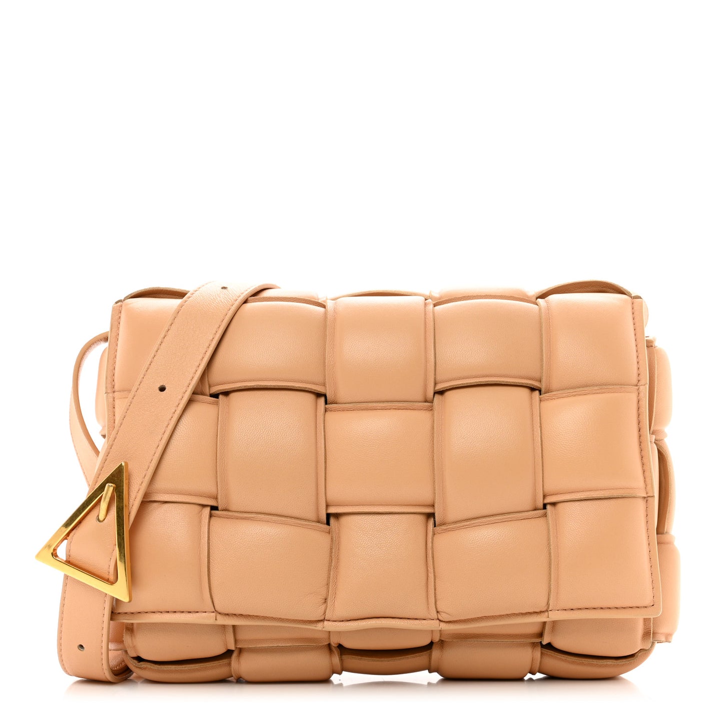 Nappa Maxi Intreccio Padded Cassette Crossbody Bag Almond