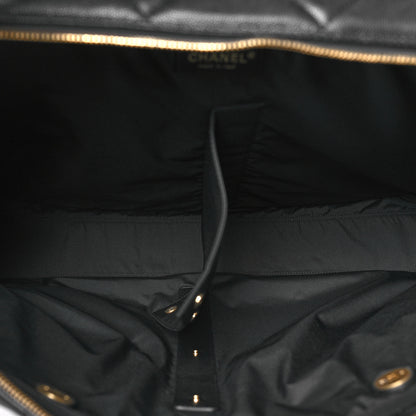 Chanel Shiny Grained Calfskin Quilted Large Travel Bowling Bag Black 5 of 10