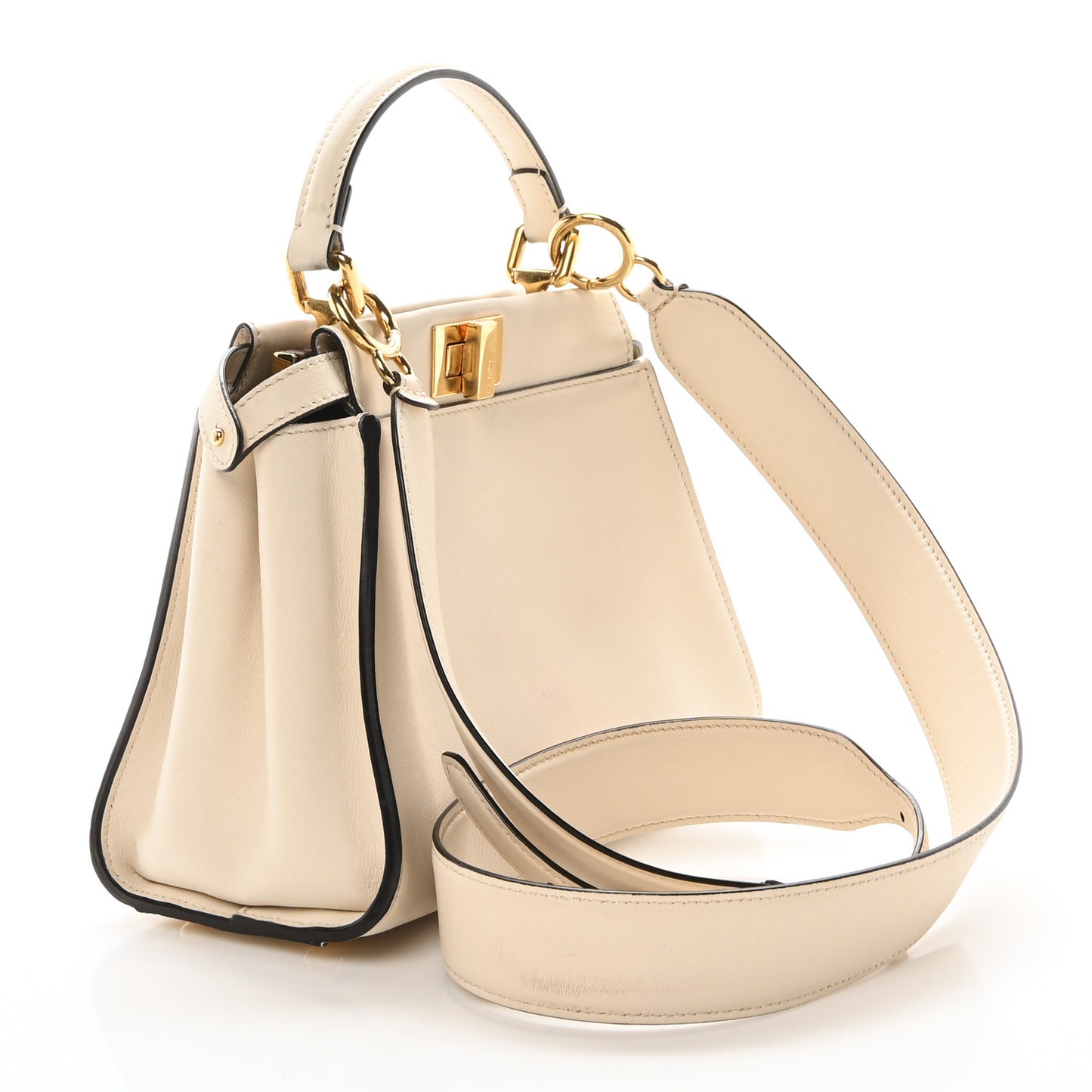 Vitello Seta Suede FF Mini Peekaboo Iconic Satchel Uovo Sigaro Marrone