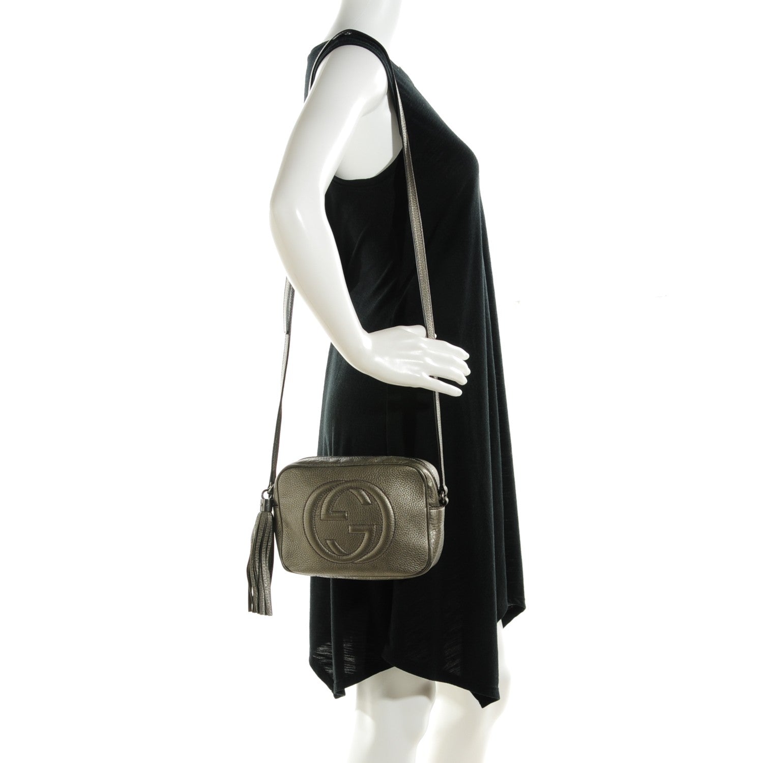 Gucci Metallic Pebbled Calfskin Small Soho Disco Bag Sasso 2 of 7