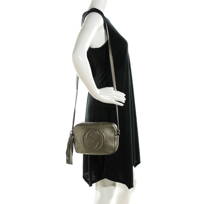 Gucci Metallic Pebbled Calfskin Small Soho Disco Bag Sasso 2 of 7