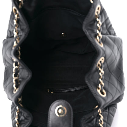 Chanel Lambskin Quilted Large Drawstring Bag Black 5 of 12