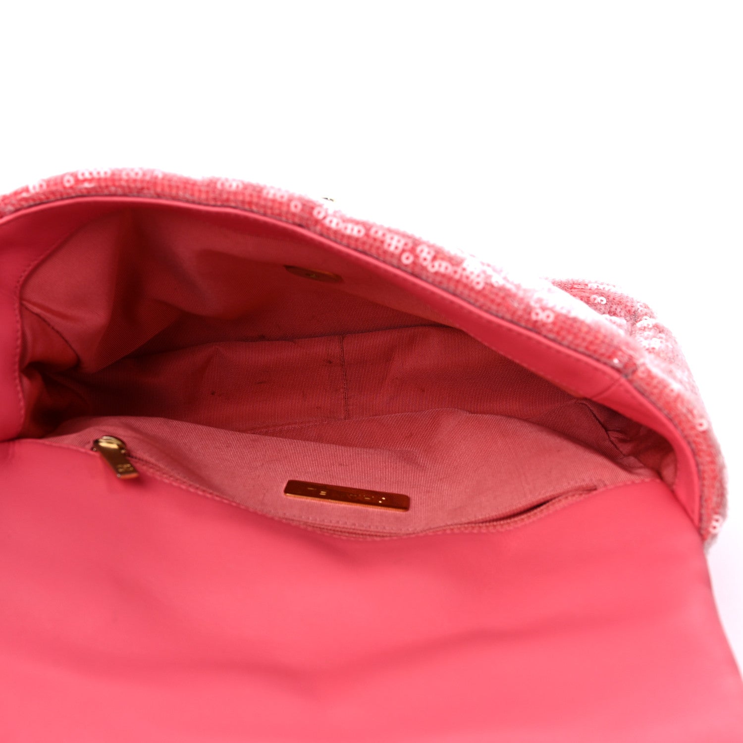 Chanel Sequin Quilted Medium Chanel 19 Flap Coral 5 of 12