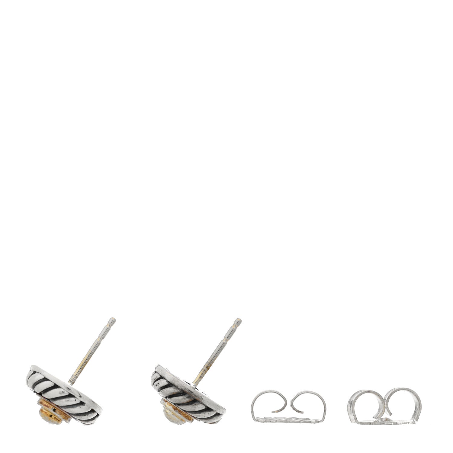 David Yurman Sterling Silver 14K Yellow Gold Cookie Earrings 3 of 4