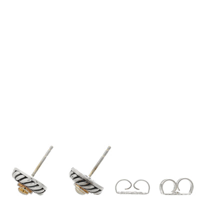 David Yurman Sterling Silver 14K Yellow Gold Cookie Earrings 3 of 4