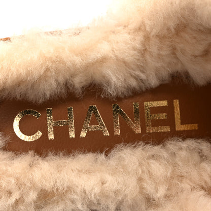 Chanel Suede Calfskin Shearling Turn Lock Clogs 37 Brown 8 of 9