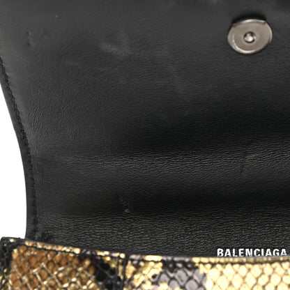 Balenciaga Shiny Calfskin Snakeskin Embossed Hourglass Top Handle Bag XS Gold Black 12 of 12