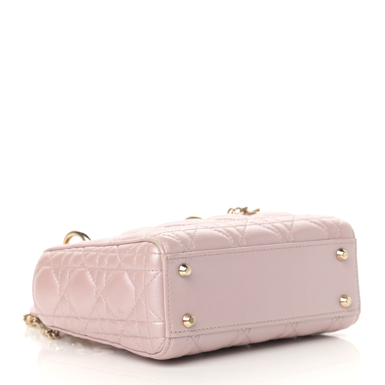 Christian Dior Metallic Lambskin Cannage Mini Lady Dior Lotus 4 of 18