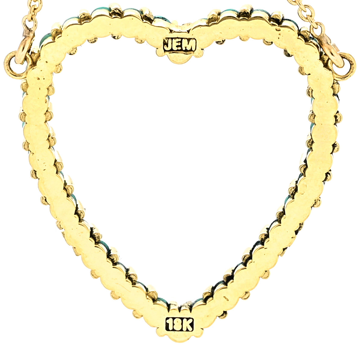 Jennifer Meyer 18K Yellow Gold Turquoise Open Heart Pendant Necklace 6 of 6