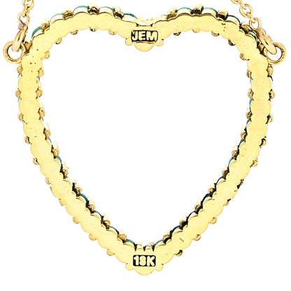 Jennifer Meyer 18K Yellow Gold Turquoise Open Heart Pendant Necklace 6 of 6