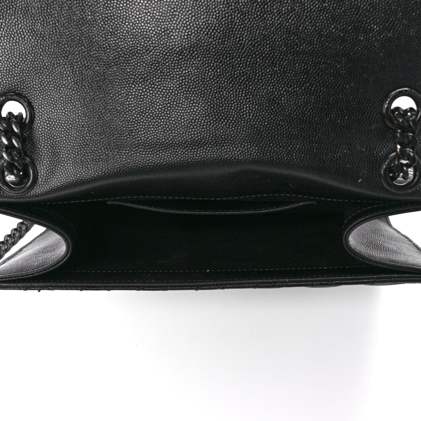 Grain De Poudre Textured Mixed Matelasse Triquilt Medium Monogram Monochrome Satchel Black