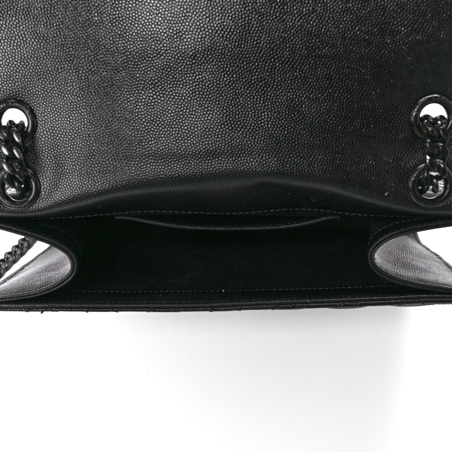 Saint Laurent Grain De Poudre Textured Mixed Matelasse Triquilt Medium Monogram Monochrome Satchel Black 5 of 12