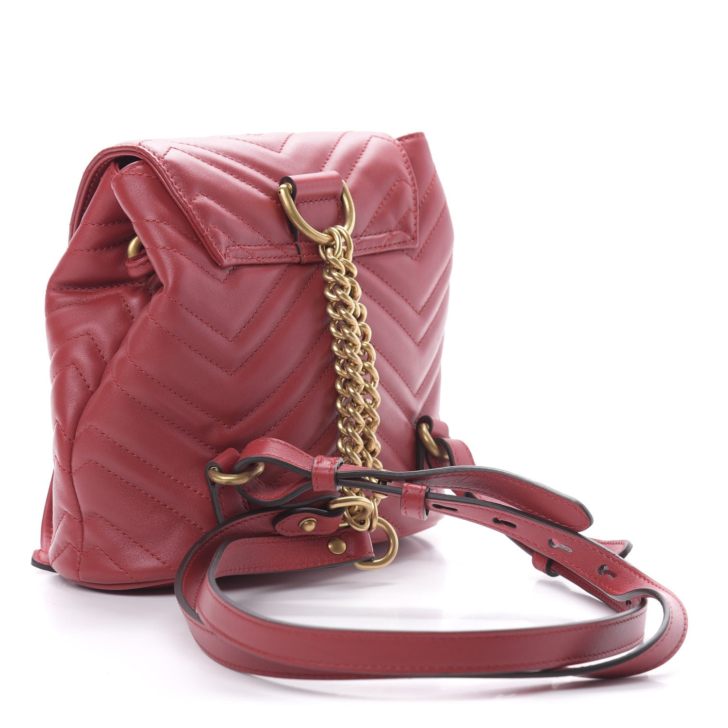 Gucci Calfskin Matelasse GG Marmont Flap Backpack Hibiscus Red 2 of 10
