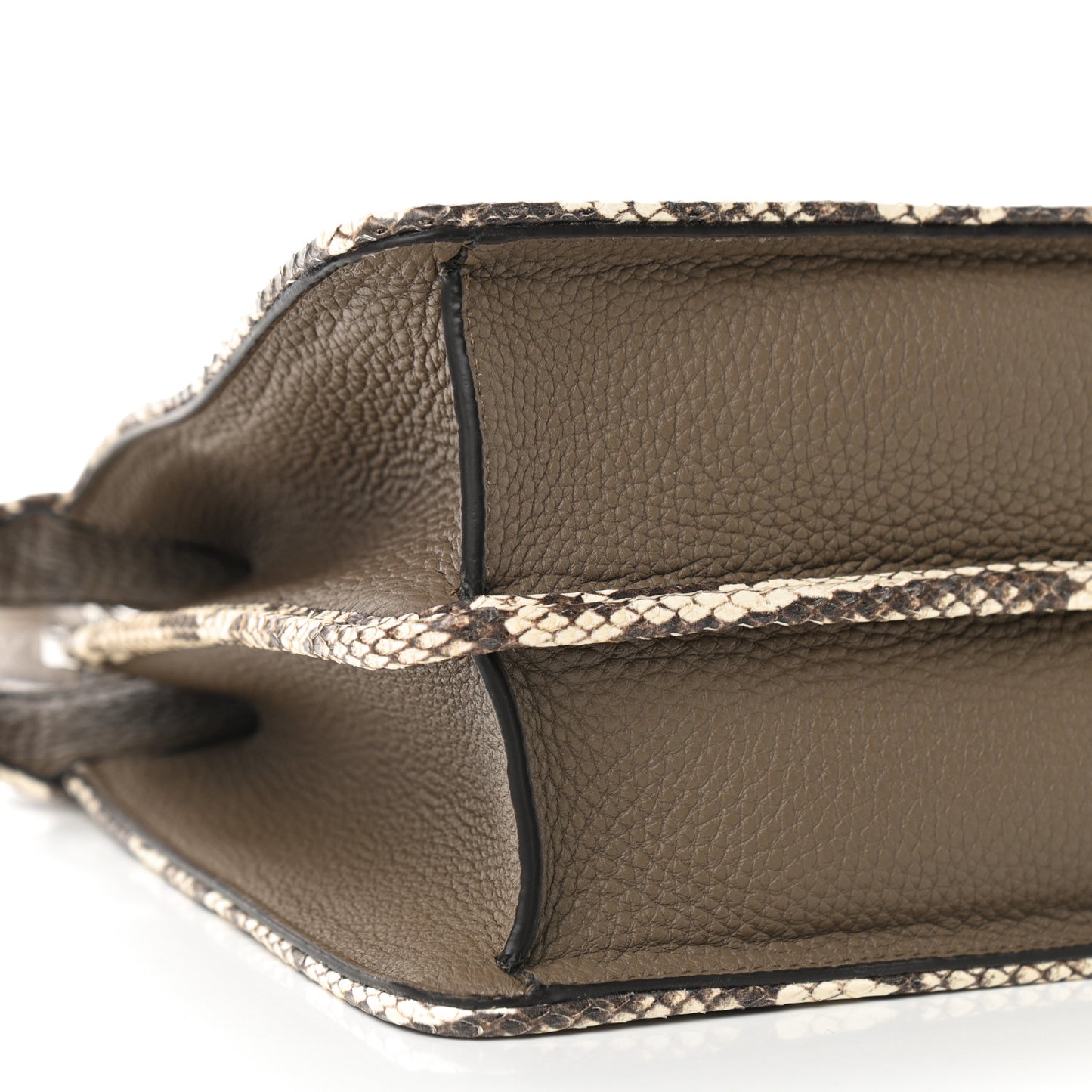 Cuoio Romano Elaphe Chamois Python Print Medium Peekaboo I SEE U Satchel Tartufo