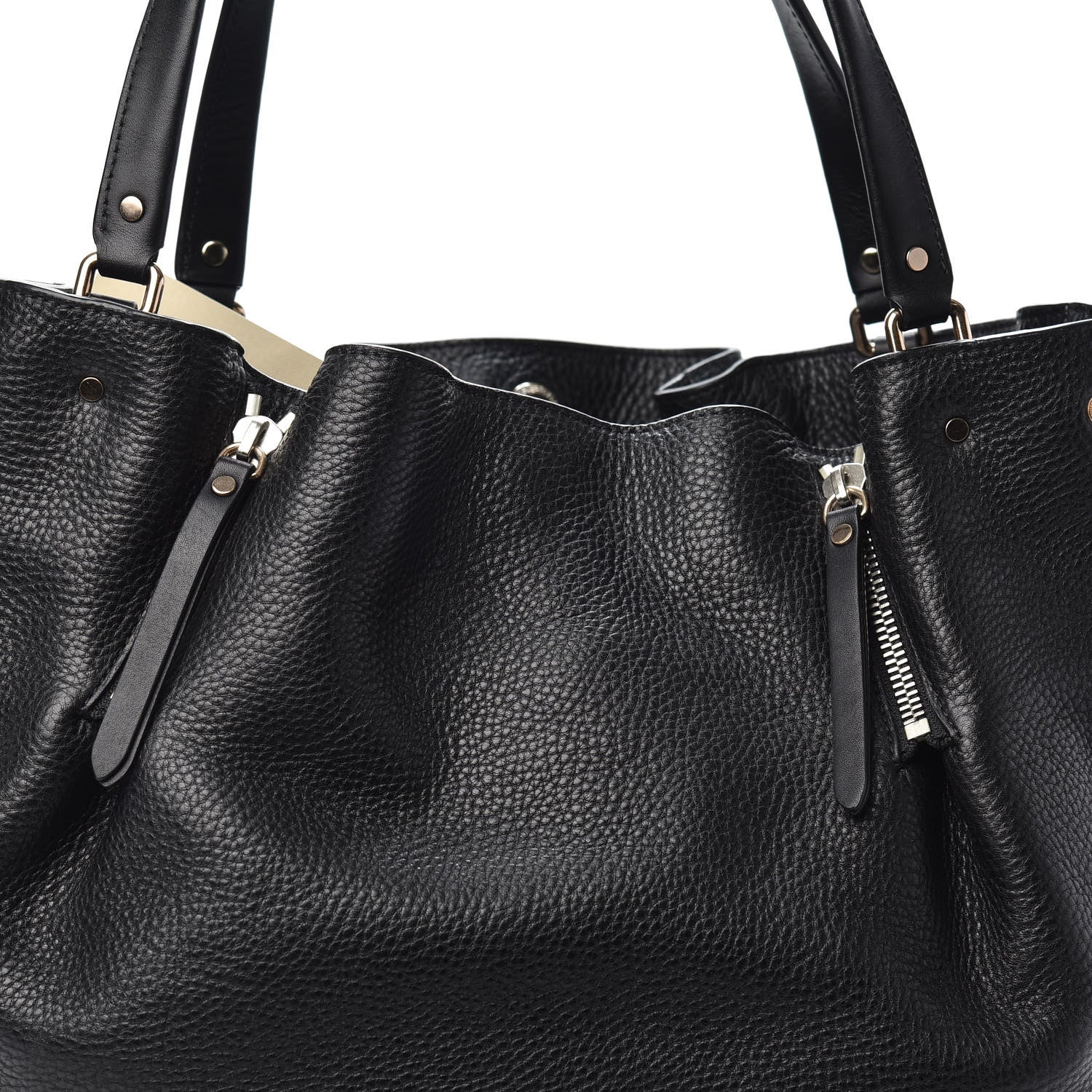 Burberry Grainy Calfskin House Check Medium Maidstone Black 7 of 9