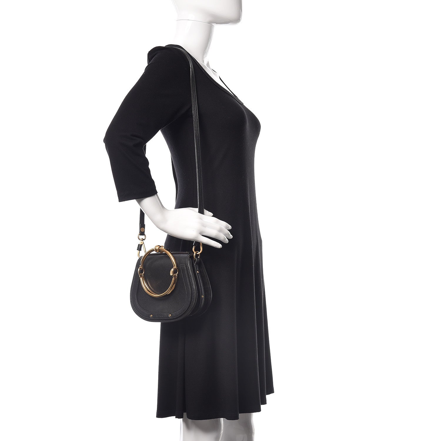Chloe Calfskin Suede Small Nile Bracelet Bag Black 2 of 14