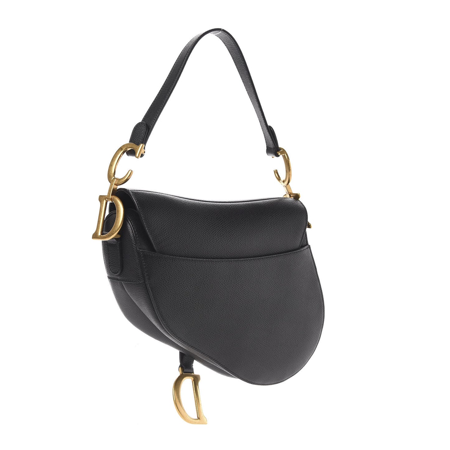 Grained Calfskin Saddle Bag Black
