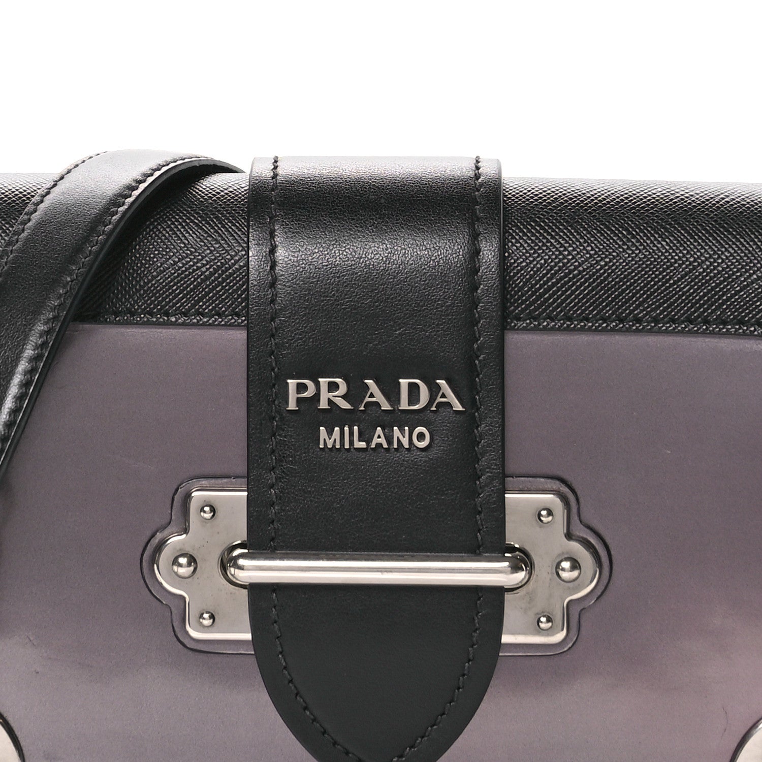 Prada Metallic Vitello Saffiano Cahier Bag Ferro Black 7 of 10