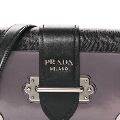 Prada Metallic Vitello Saffiano Cahier Bag Ferro Black 7 of 10