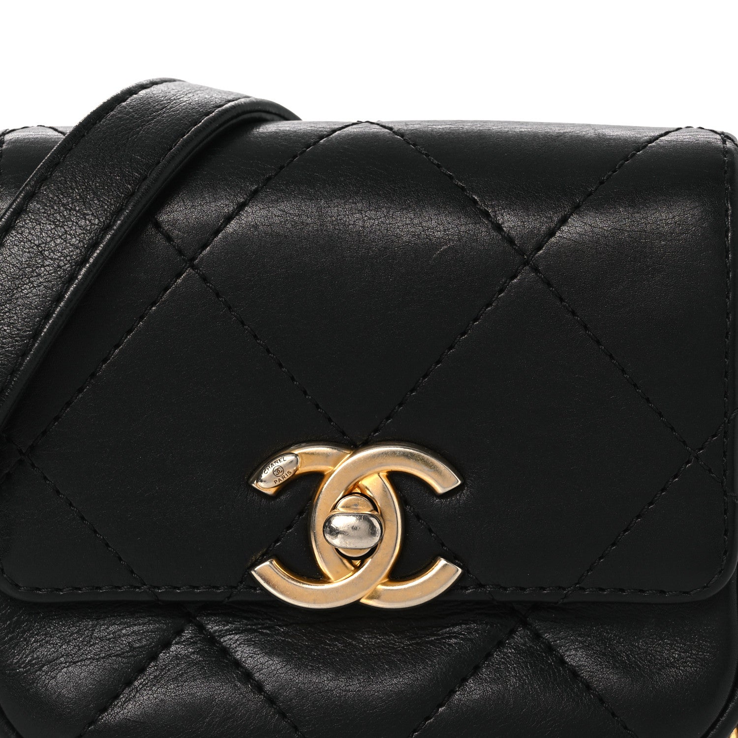 Chanel Calfskin Quilted Mini Framing Chain Bag Black 1852526