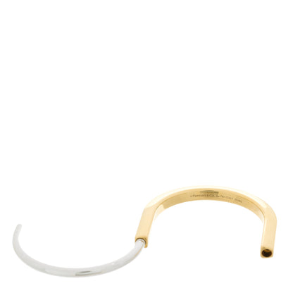 Tiffany 18K Yellow White Gold Tiffany Lock Bangle Bracelet 9 of 10