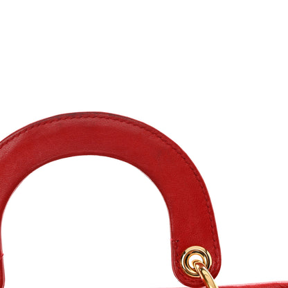 Christian Dior Lambskin Woven Lady Dior Shopping Tote Red 13 of 13