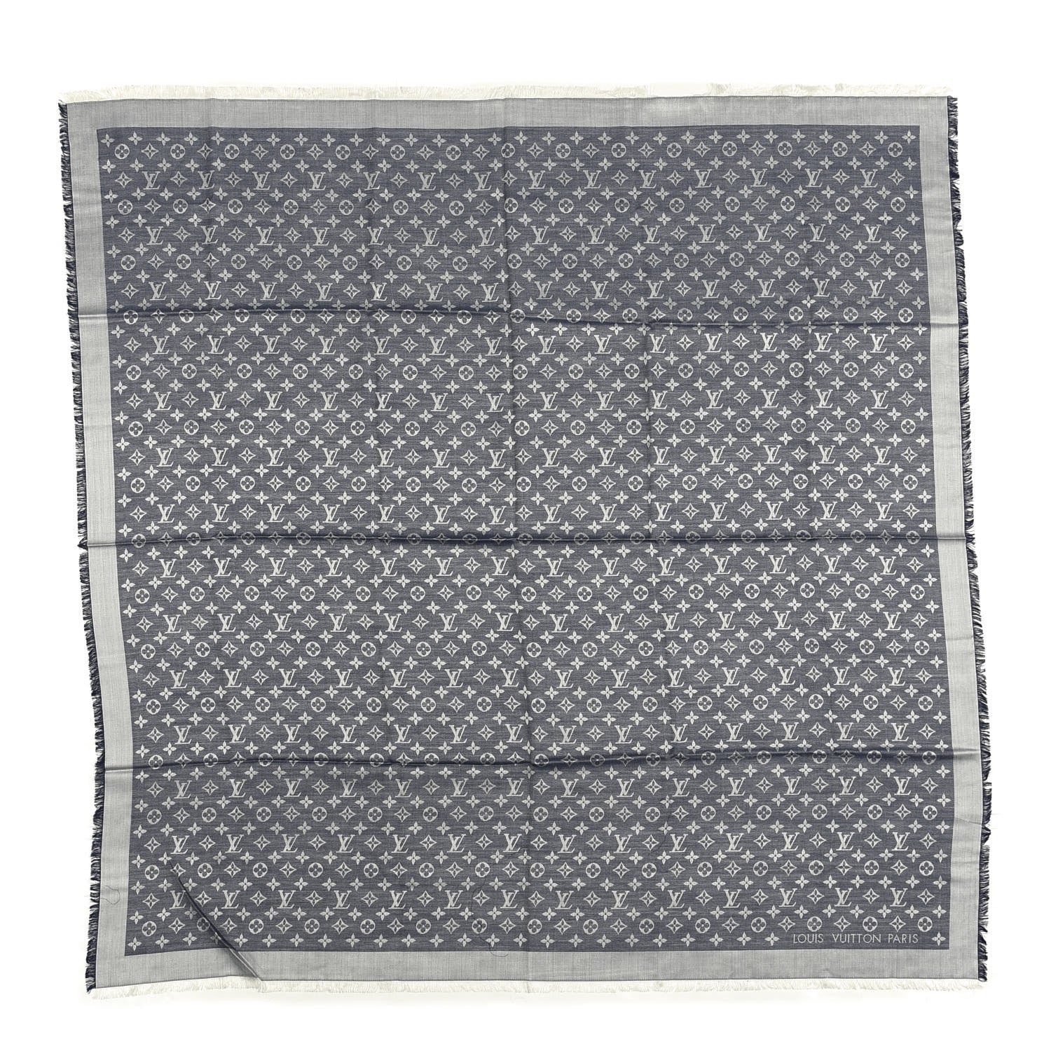 Louis Vuitton Silk Wool Monogram Denim Shawl Blue 1 of 4